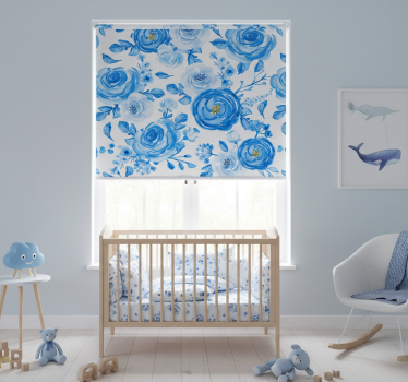 Rullgardin barn nordisk stil blå klockor blommor - Tenstickers
