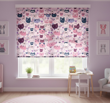 Rullgardin barn rosa kattmönster - Tenstickers
