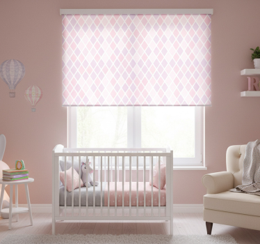 Rullgardin barn rosa och vita romber design - Tenstickers