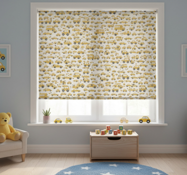 Rullgardin barn söt design gul bil - Tenstickers