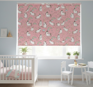 Rullgardin barn rosa enhörningar och regnbågar - Tenstickers