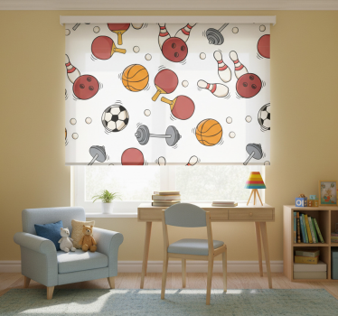 Rullgardin barn sportutrustning i doodle stil - Tenstickers