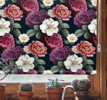 Rullgardin blommig graciös blomsterkomposition - Tenstickers