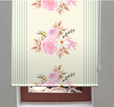 Rullgardin blommor och växter fransk provensalsk randig - Tenstickers