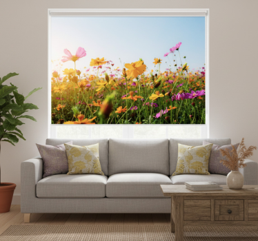 Rullgardin vardagsrum blandning av blommor typer - Tenstickers