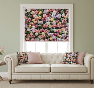 Rullgardin vardagsrum blommor vintage stil - Tenstickers