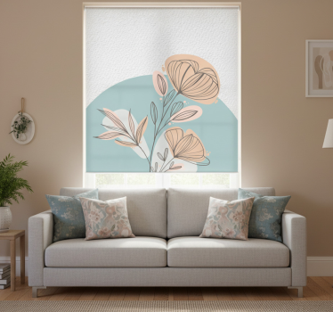 Rullgardin vardagsrum blommotiv - Tenstickers