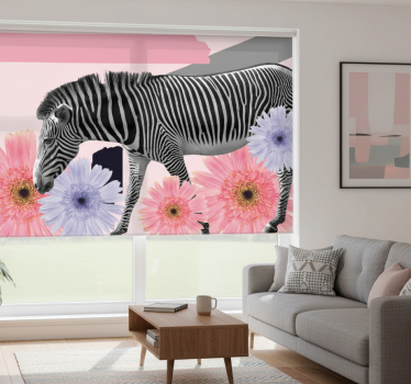 Rullgardin vardagsrum collage stil zebra målning - Tenstickers