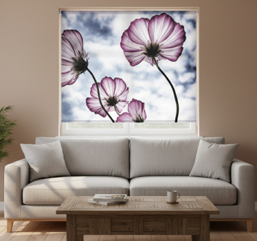 Rullgardin vardagsrum elegant lila kosmosblomma design - Tenstickers