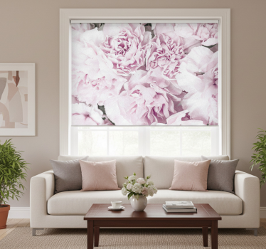 Rullgardin vardagsrum eleganta rosa piondesign - Tenstickers