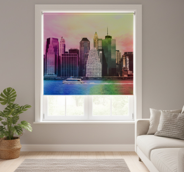 Rullgardin vardagsrum färgglada manhattan skyskrapor - Tenstickers