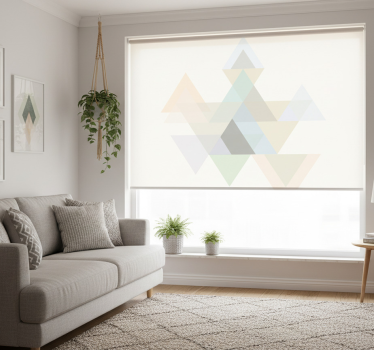 Rullgardin vardagsrum färgglada väggkonst trianglar - Tenstickers