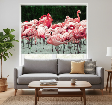 Rullgardin vardagsrum fina flamingos på vatten - Tenstickers