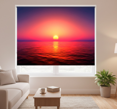Rullgardin vardagsrum fototapet solnedgång över havet - Tenstickers