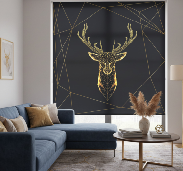 Rullgardin vardagsrum geometrisk älg med guld - Tenstickers