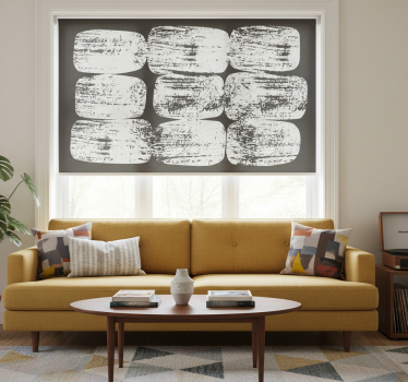 Rullgardin vardagsrum geometriska former i mid-century stil - Tenstickers