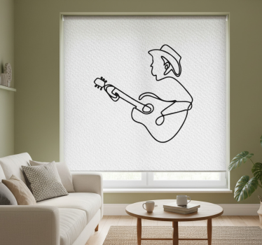 Rullgardin vardagsrum gitarrist söt minimalistisk design - Tenstickers