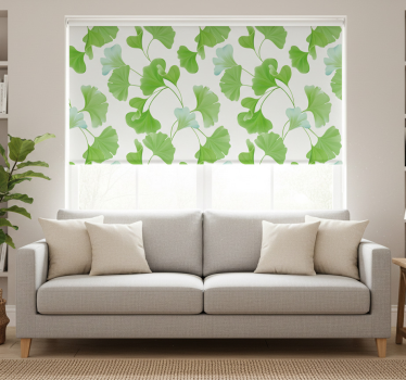 Rullgardin vardagsrum gröna ginkgoblad - Tenstickers