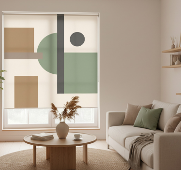 Rullgardin vardagsrum i naturliga färger geometrisk konst - Tenstickers
