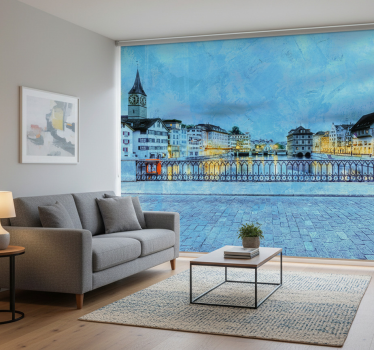 Rullgardin vardagsrum kall natt på en bro i zürich - Tenstickers