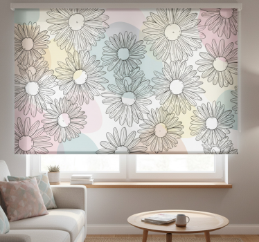 Rullgardin vardagsrum kawaii stil former och blommor - Tenstickers