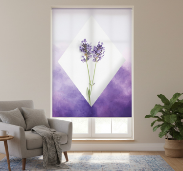Rullgardin vardagsrum lavendel collage akvarell - Tenstickers