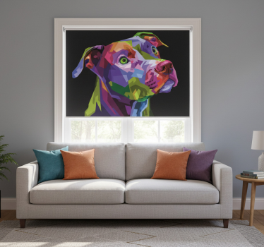 Rullgardin vardagsrum modern flerfärgad pitbull - Tenstickers