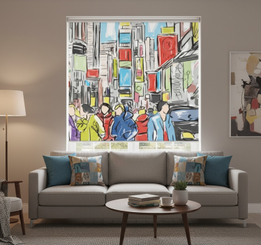 Rullgardin vardagsrum moderna personer från new york - Tenstickers