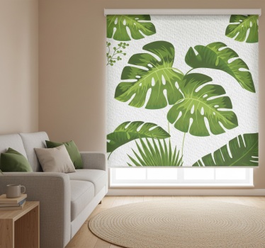 Rullgardin vardagsrum monstera blad - Tenstickers