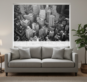 Rullgardin vardagsrum new york aerial svartvit - Tenstickers
