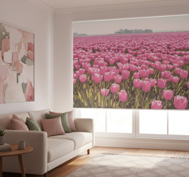 Rullgardin vardagsrum olik rosa tulpanfält - Tenstickers