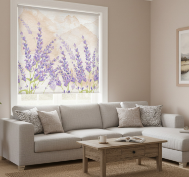 Rullgardin vardagsrum provensalsk målning lavendel - Tenstickers