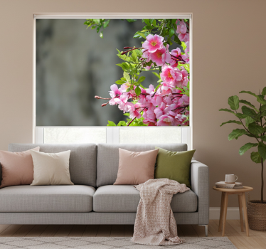 Rullgardin vardagsrum rosa blommor 3d - Tenstickers