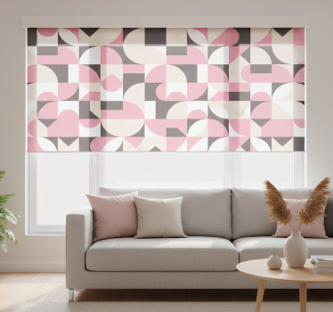 Rullgardin vardagsrum rosa geometriska nordiska figurer - Tenstickers
