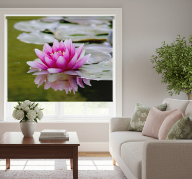 Rullgardin vardagsrum rosa zen lotusblomma - Tenstickers