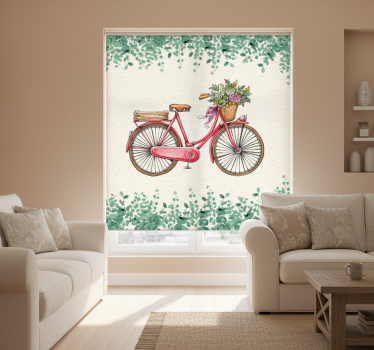 Rullgardin vardagsrum rustik vintage cykel - Tenstickers