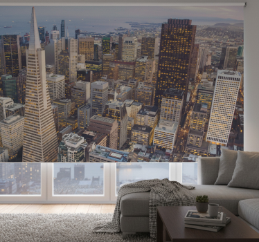 Rullgardin vardagsrum san franciscos skyskrapor - Tenstickers