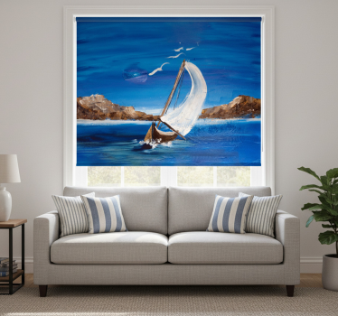 Rullgardin vardagsrum segelbåtar i canvas - Tenstickers