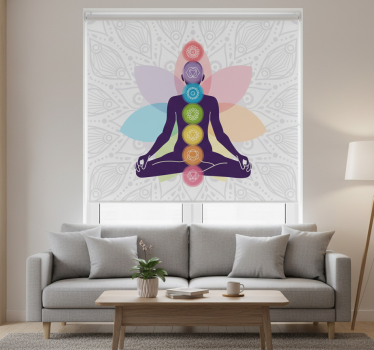 Rullgardin vardagsrum sju chakrasymboler - Tenstickers