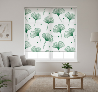 Rullgardin vardagsrum stora ginkgo gröna löv - Tenstickers