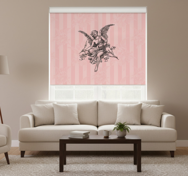 Rullgardin vardagsrum toile de jouy mönsterdesign - Tenstickers