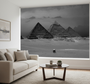 Rullgardin vardagsrum väggmålning pyramiderna i egypten - Tenstickers