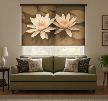 Rullgardin vardagsrum vintage lotus - Tenstickers