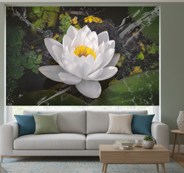 Rullgardin vardagsrum vit och gul lotus - Tenstickers