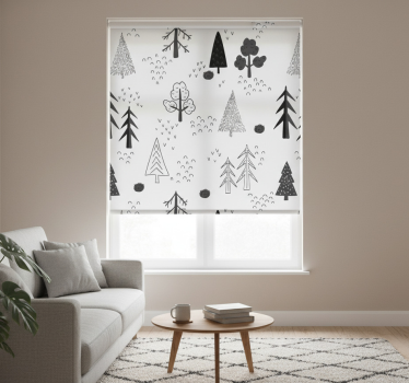 Rullgardin vardagsrum vita minimalistiska träd nordisk stil - Tenstickers