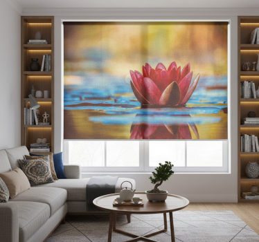 Rullgardin vardagsrum zen reflekterande lotusblomma - Tenstickers