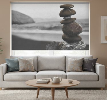 Rullgardin vardagsrum zen torn stenar - Tenstickers
