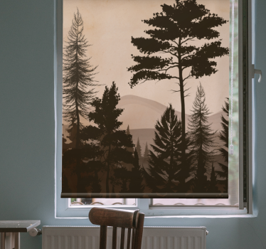 Skandinavisk stil varma färgade skogsträd rullgardin - Tenstickers
