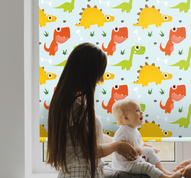 Små dinomönster dinosaurier rullgardin - Tenstickers
