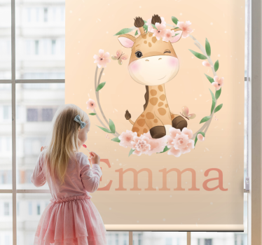 Söt giraff för tjej med namn babys rullgardin - Tenstickers